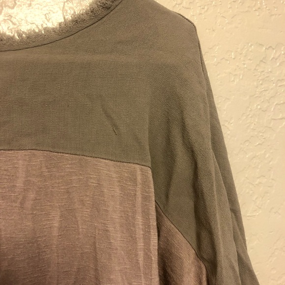 Taupe Dolan three quarter sleeve blouse with sheer top - Picture 2 of 6